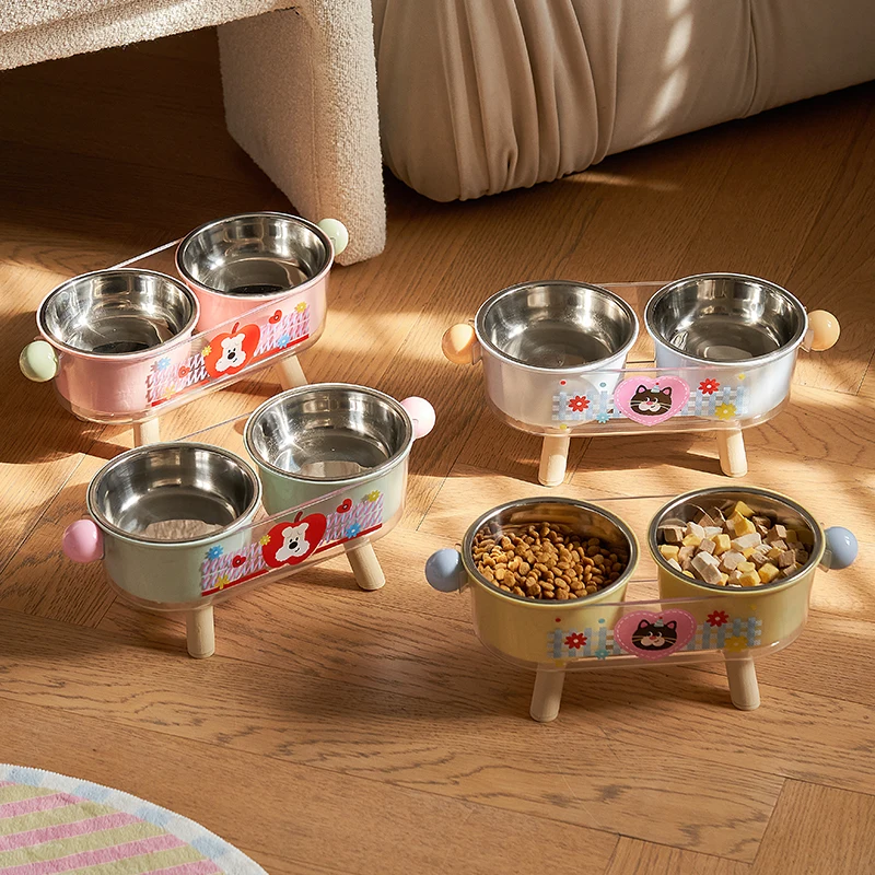 Tazón de acero inoxidable con soporte cuello para gatos y perros - imagen 5