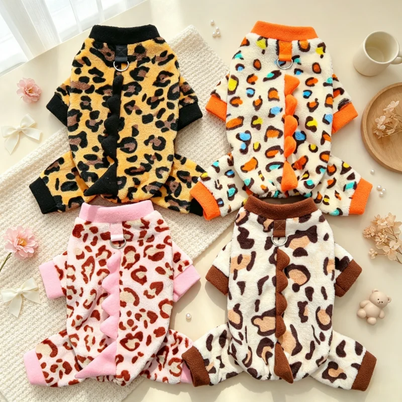 Pijama felpa dinosaurio con anilla D para gatos y perros - imagen 5