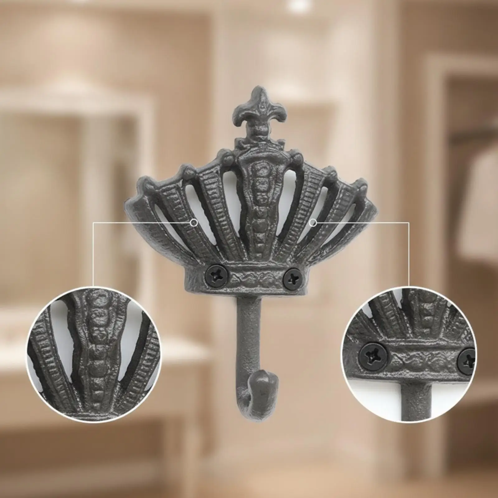 Gancho Decorativo Estilo Corona para Perros y Gatos – Soporte Pared hierro fundido - imagen 4