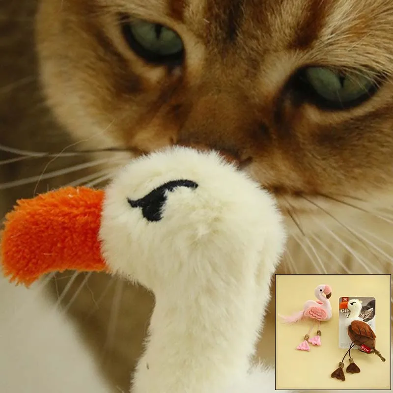 Juguete peluche con hierba gatera y pluma dental para gatos
