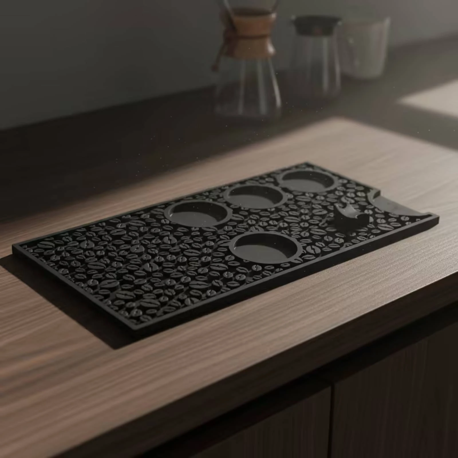 Alfombrilla de silicona para café con ranuras, fácil de limpiar - imagen 2