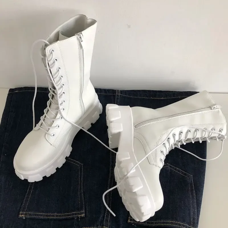 Botas de Plataforma con Cordones y Cremallera para Mujer – Estilo Casual