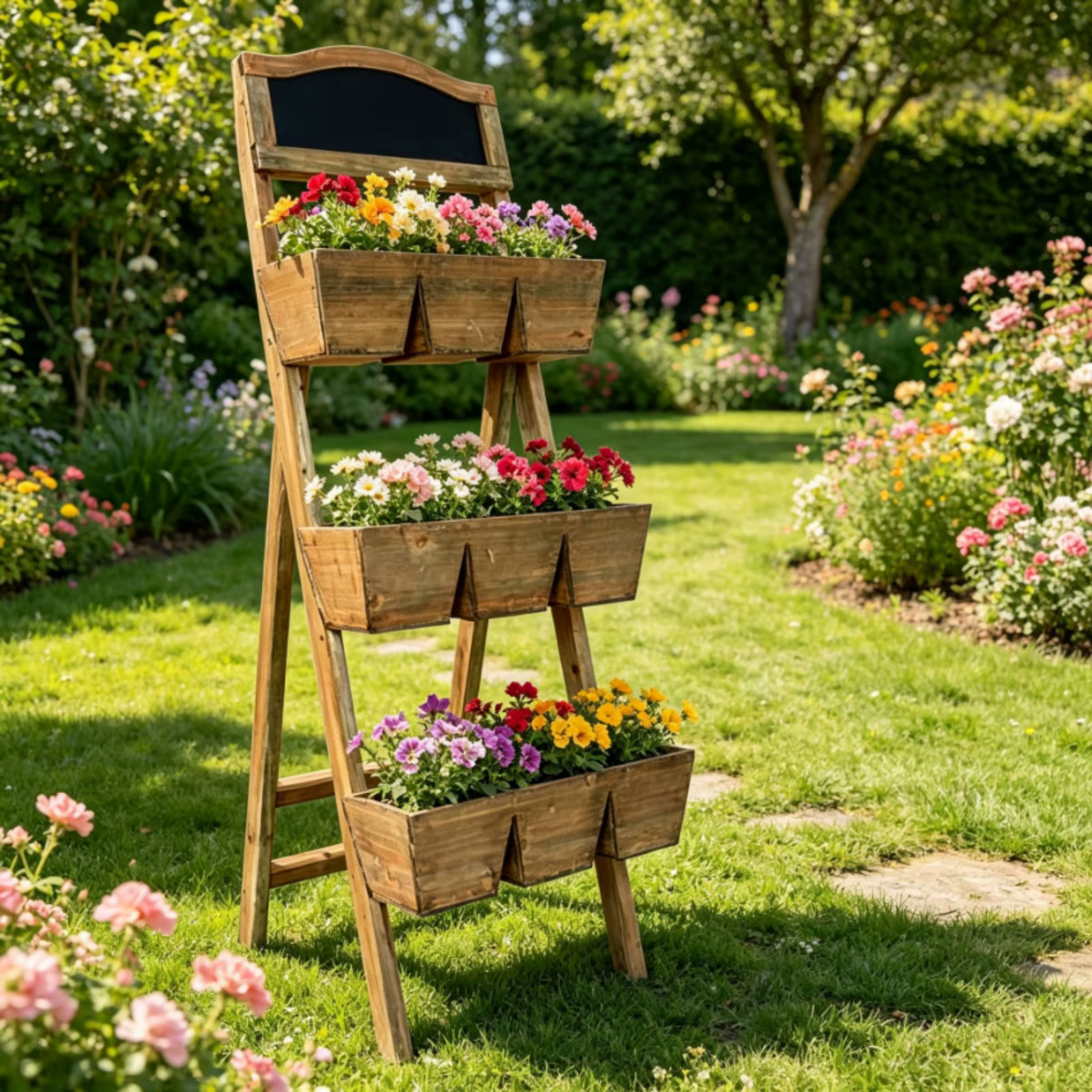 Estante de madera rústico para gatos y perros, soporte para flores - imagen 4
