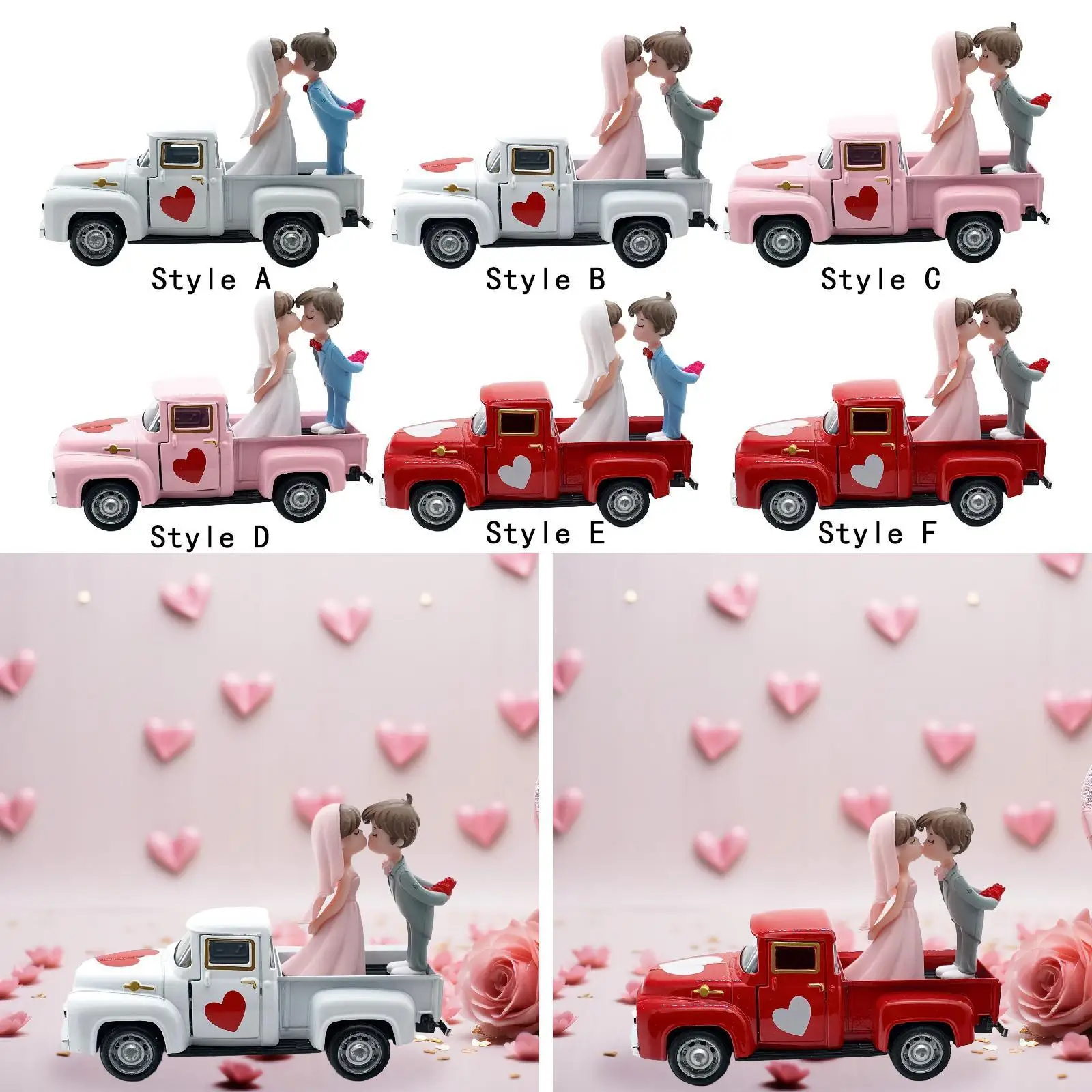 Figura de Pareja en Camioneta Rústica – Decoración para Compromiso y San Valentín