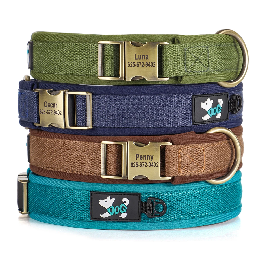 Collar nailon personalizado perro ajustable con identificación grabada - imagen 2