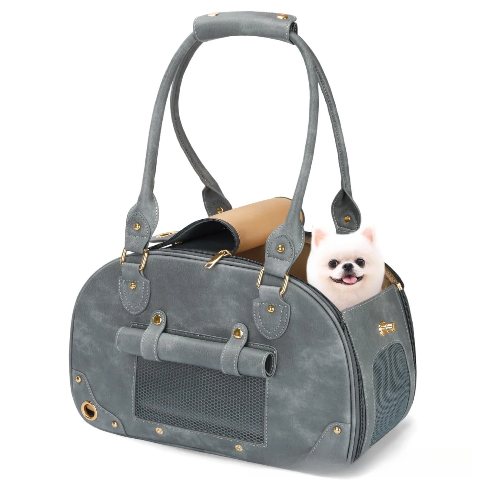 Bolso de transporte para mascotas de cuero genuino