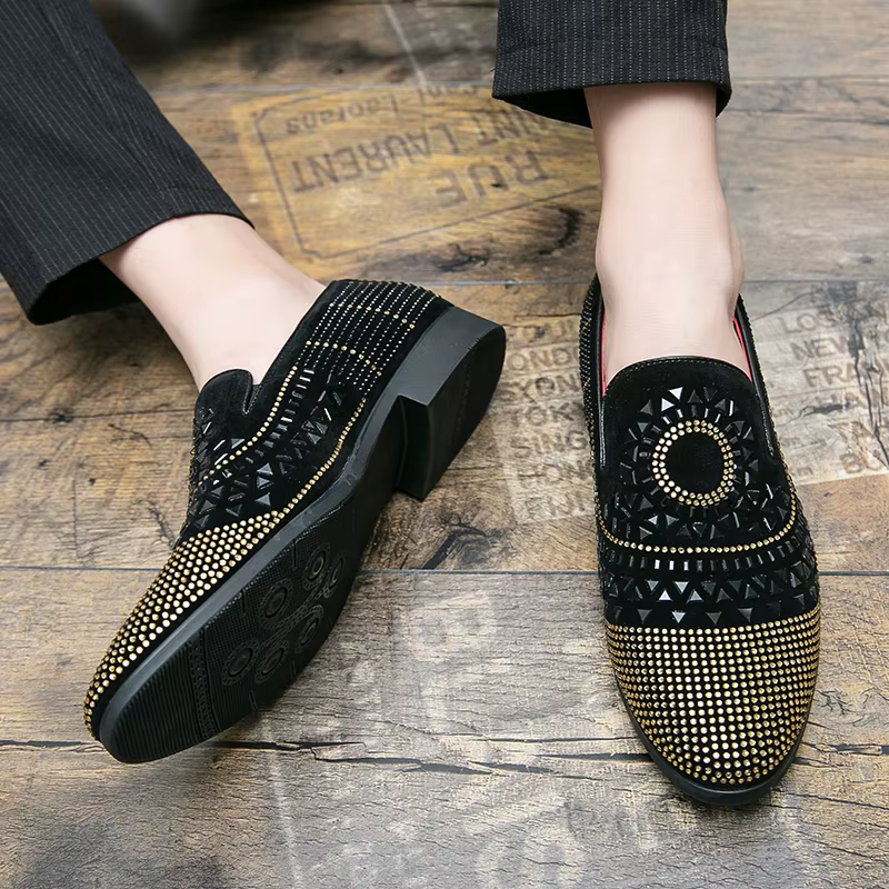 Zapatos Casuales de Cuero para Hombre – Slip-on Punta Estrecha con Pedrería - imagen 3
