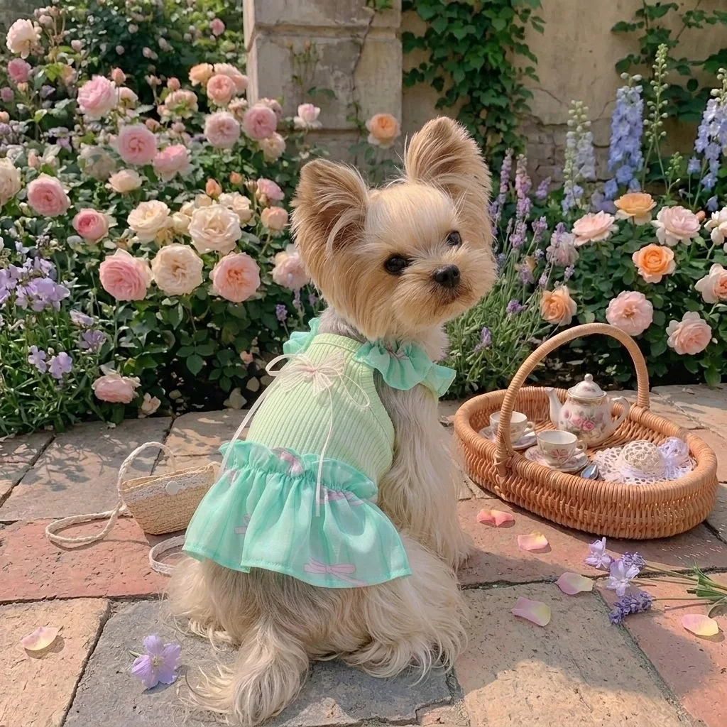 Camiseta de verano con malla tipo vestido para perros y gatos - imagen 4