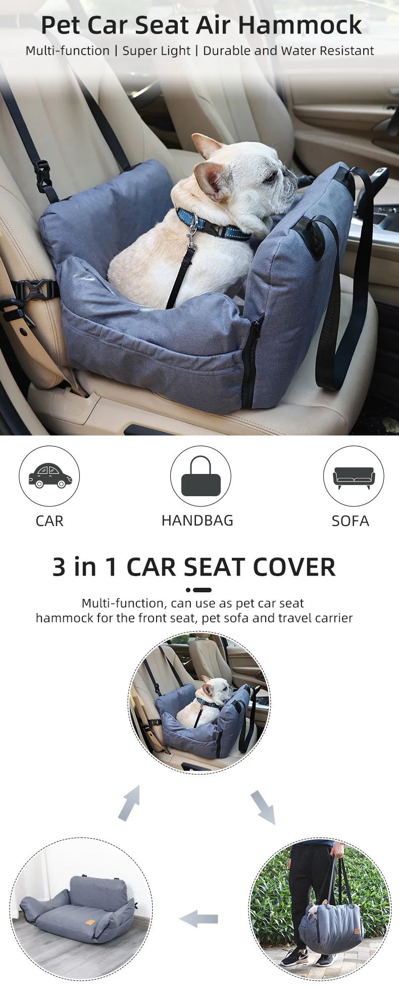 Cama inflable para coche de perro pequeño