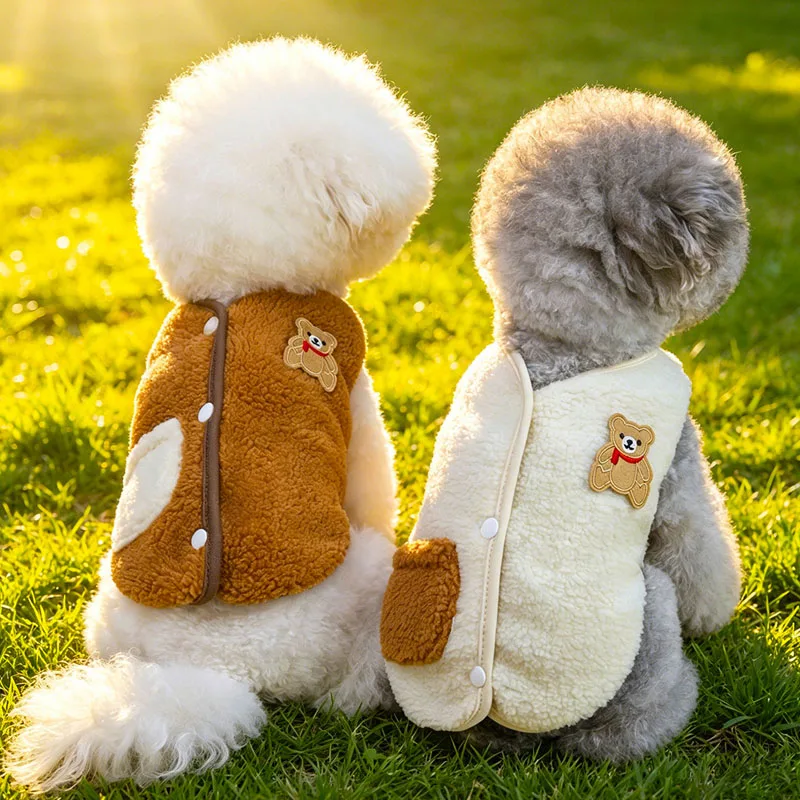Chaleco invierno perro y gato pequeño – Abrigo lana cortavientos cálido - imagen 3
