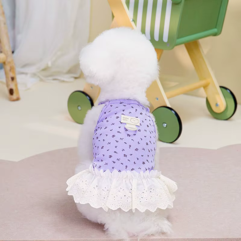 Vestido floral estilo princesa de verano para chihuahua y bichón