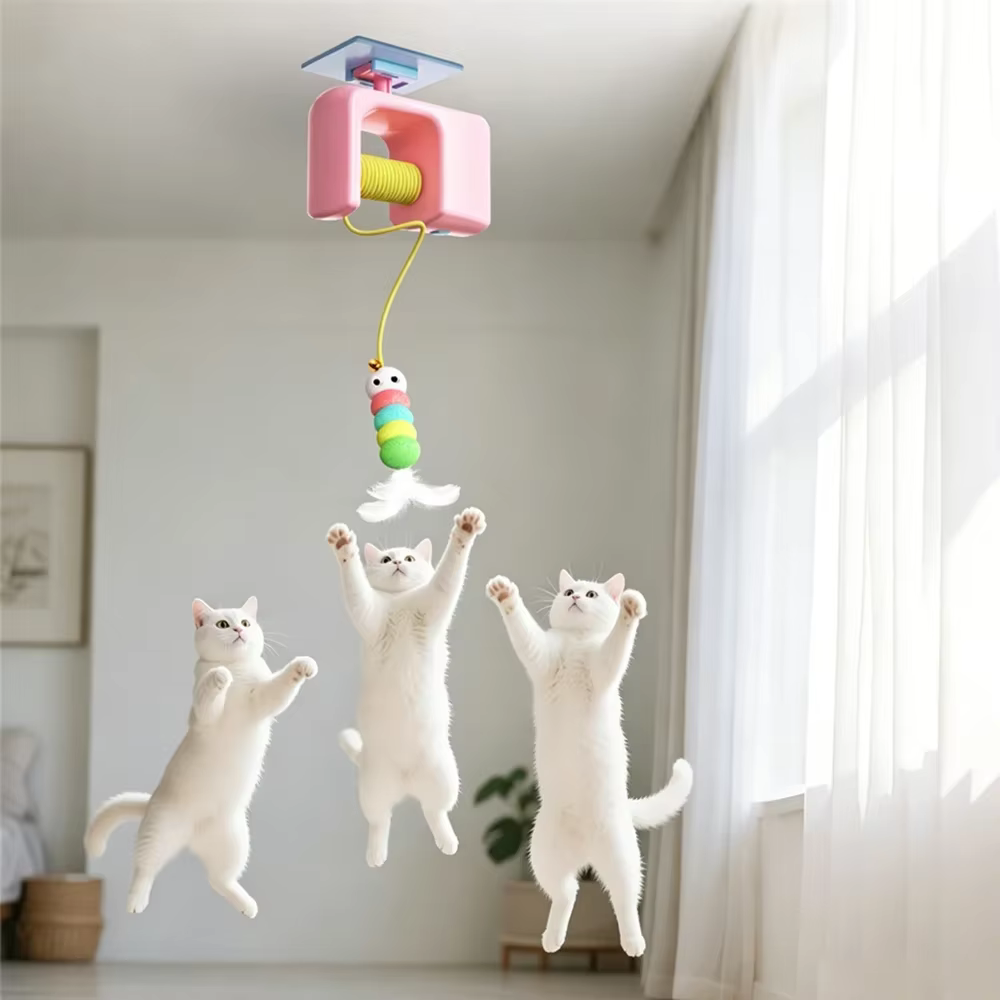 Juguete retráctil para gatos XLeiPet con cuerpo resistente y diseño compacto