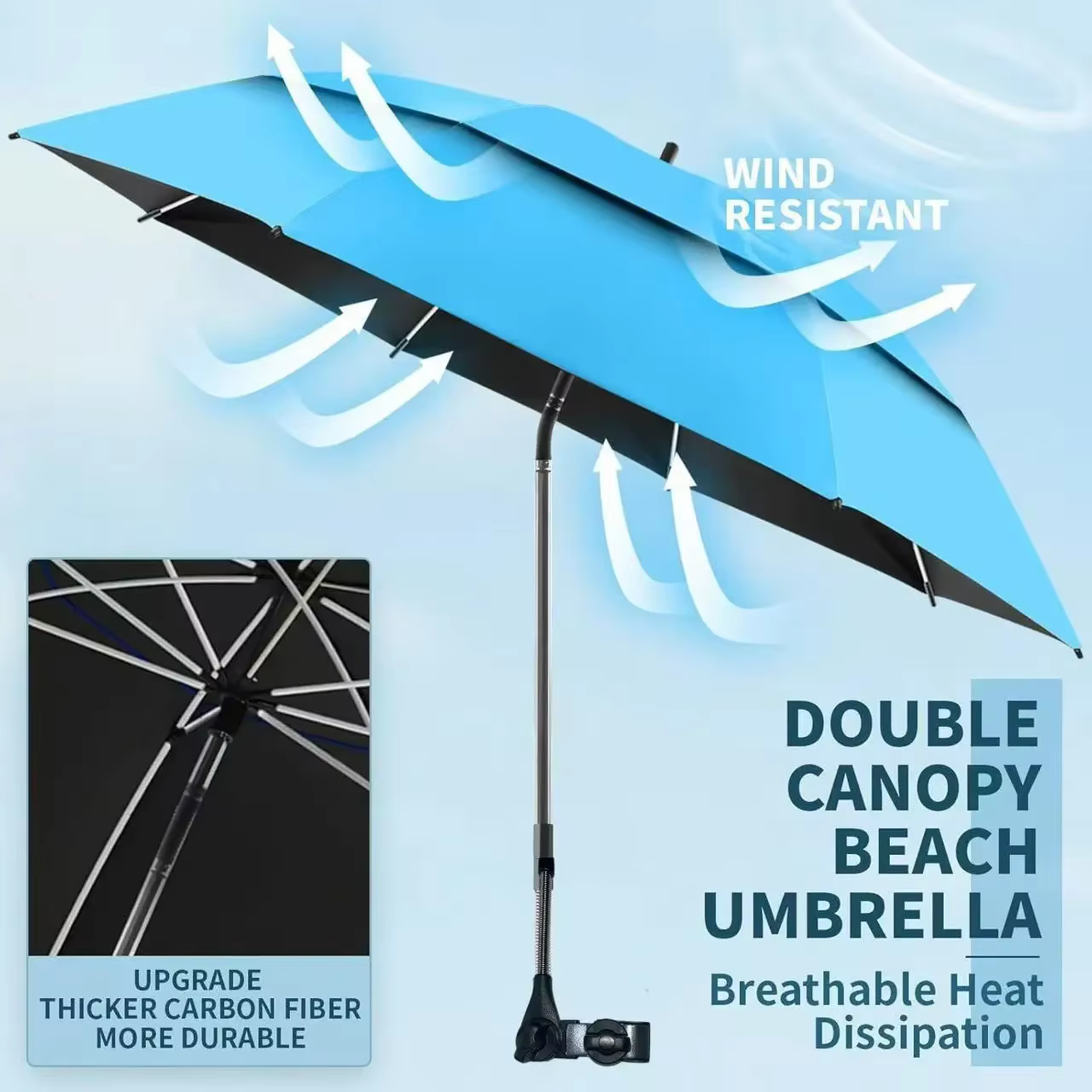 Sombrilla playa para perros con abrazadera giratoria 360° anti-UV - imagen 4