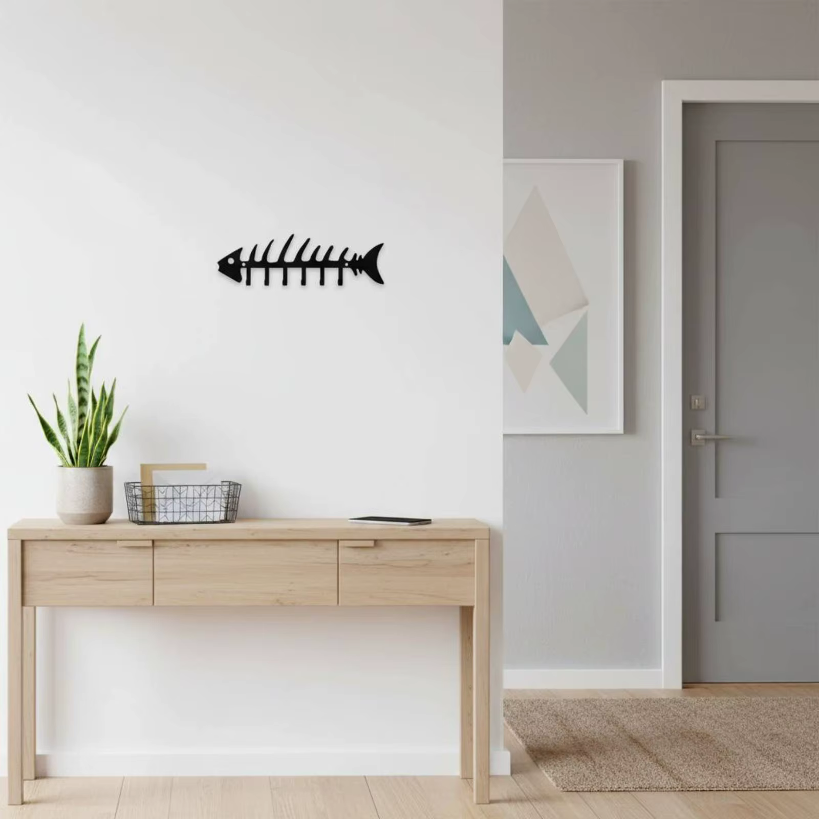 Colgador de llaves metálico de pared con diseño de espina de pez - imagen 5