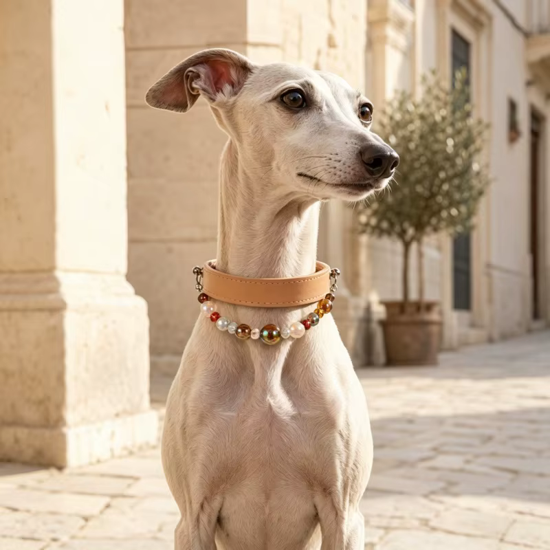 Collar princesa ajustable perlas brillantes para perros y gatos - imagen 3