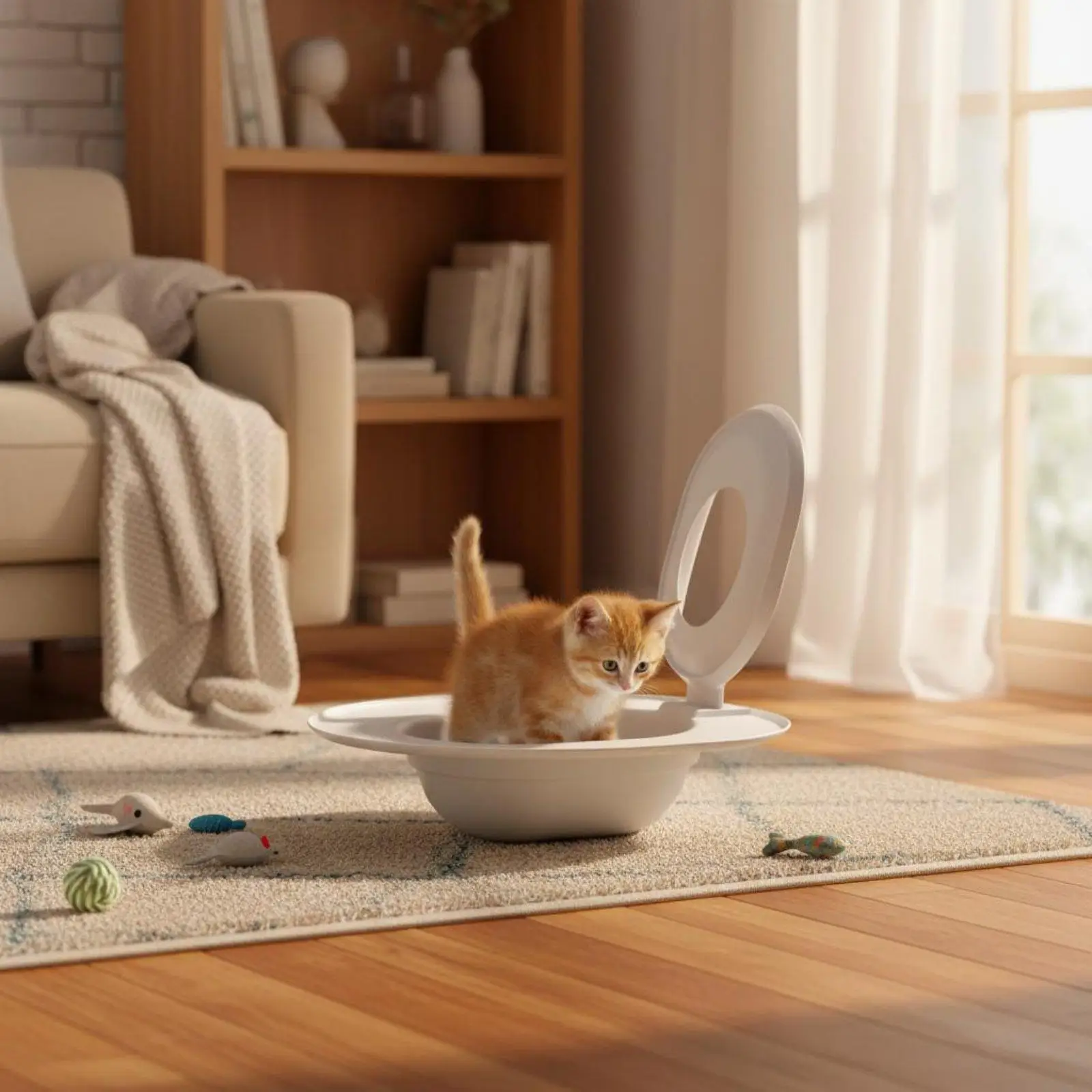 Entrenador de inodoro para gatos – Transición segura progresiva en 3 pasos