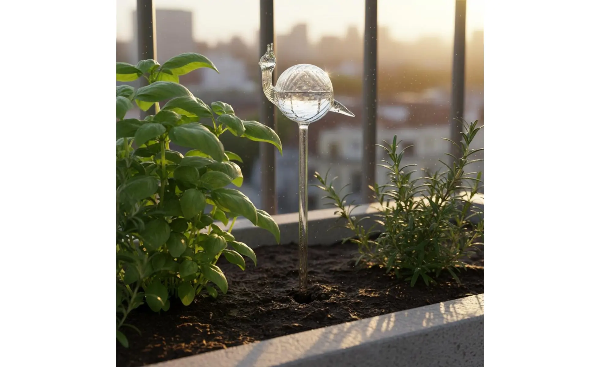 Uso del globo de riego automático en plantas de interior