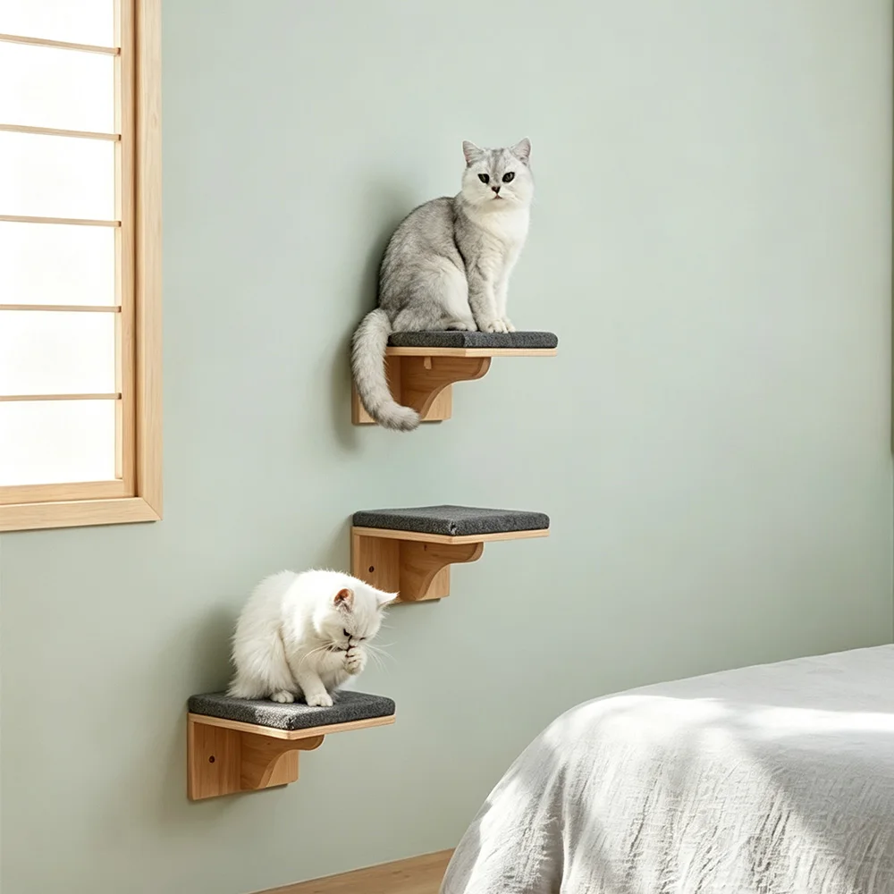 Plataforma para Saltos de Gatos con Cojín Suave – Percha de Pared - imagen 2