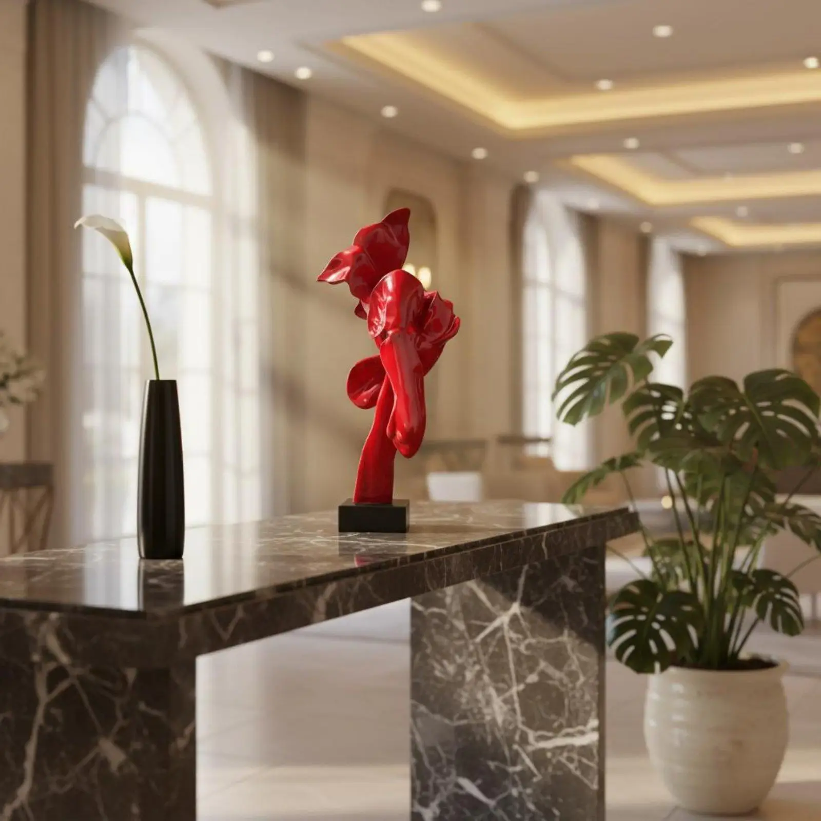 Escultura abstracta geométrica moderna – Centro de mesa decorativo - imagen 3