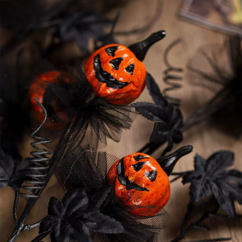 Arreglo floral calabaza negra Halloween – Decoración gótica jarrón - imagen 2