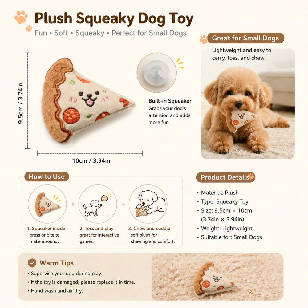 Juguetes de peluche con sonido y forma de comida para perros