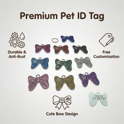 Placa de identificación personalizada para perro y gato con lazo