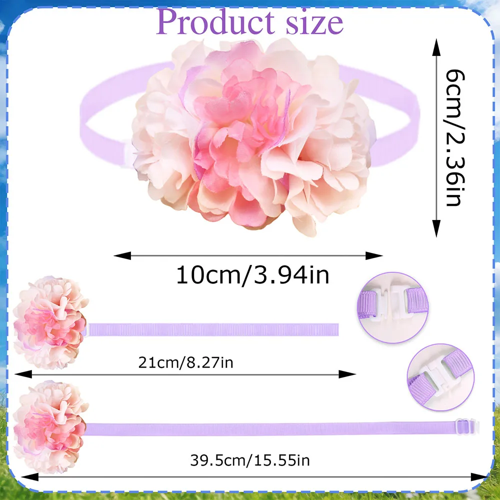 Collar ajustable con lazo floral para perros y gatos - imagen 3