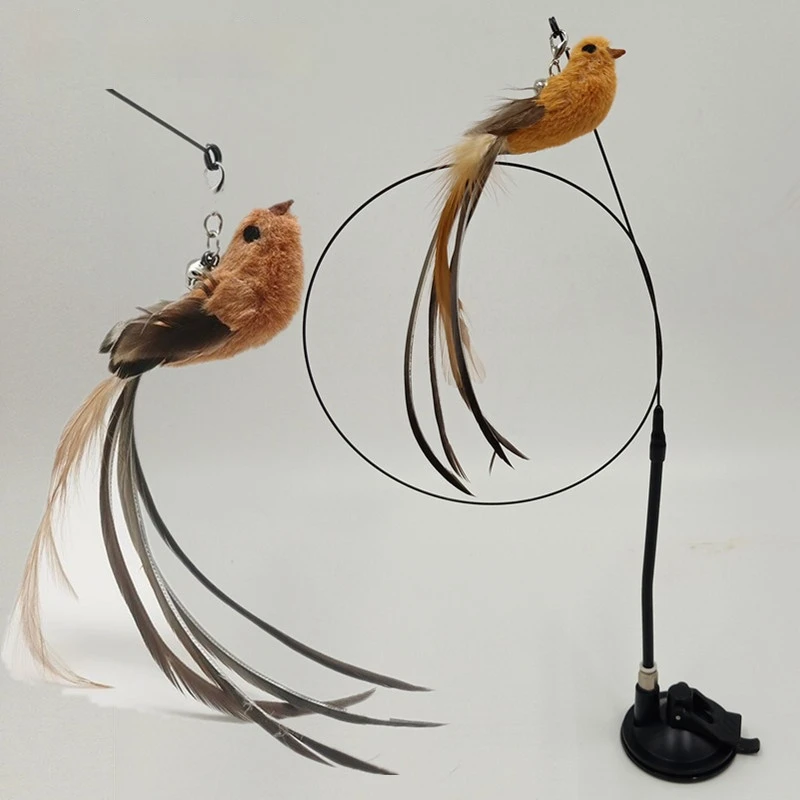 Palo interactivo para gatos con plumas y ventosa - imagen 4