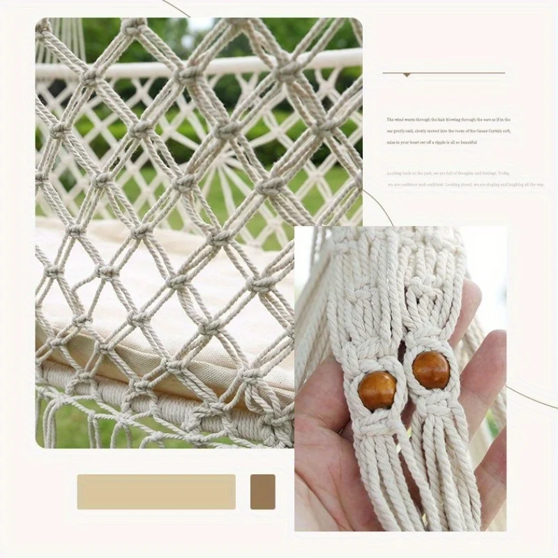 Columpio macramé para bebé – Columpio de cuerda tejido a mano para interior y exterior - imagen 2