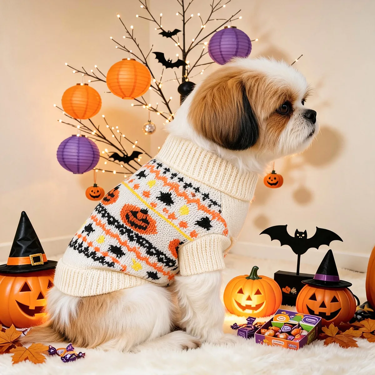 Suéter cuello alto para perros y gatos pequeños – Abrigadora prenda de otoño e invierno - imagen 3
