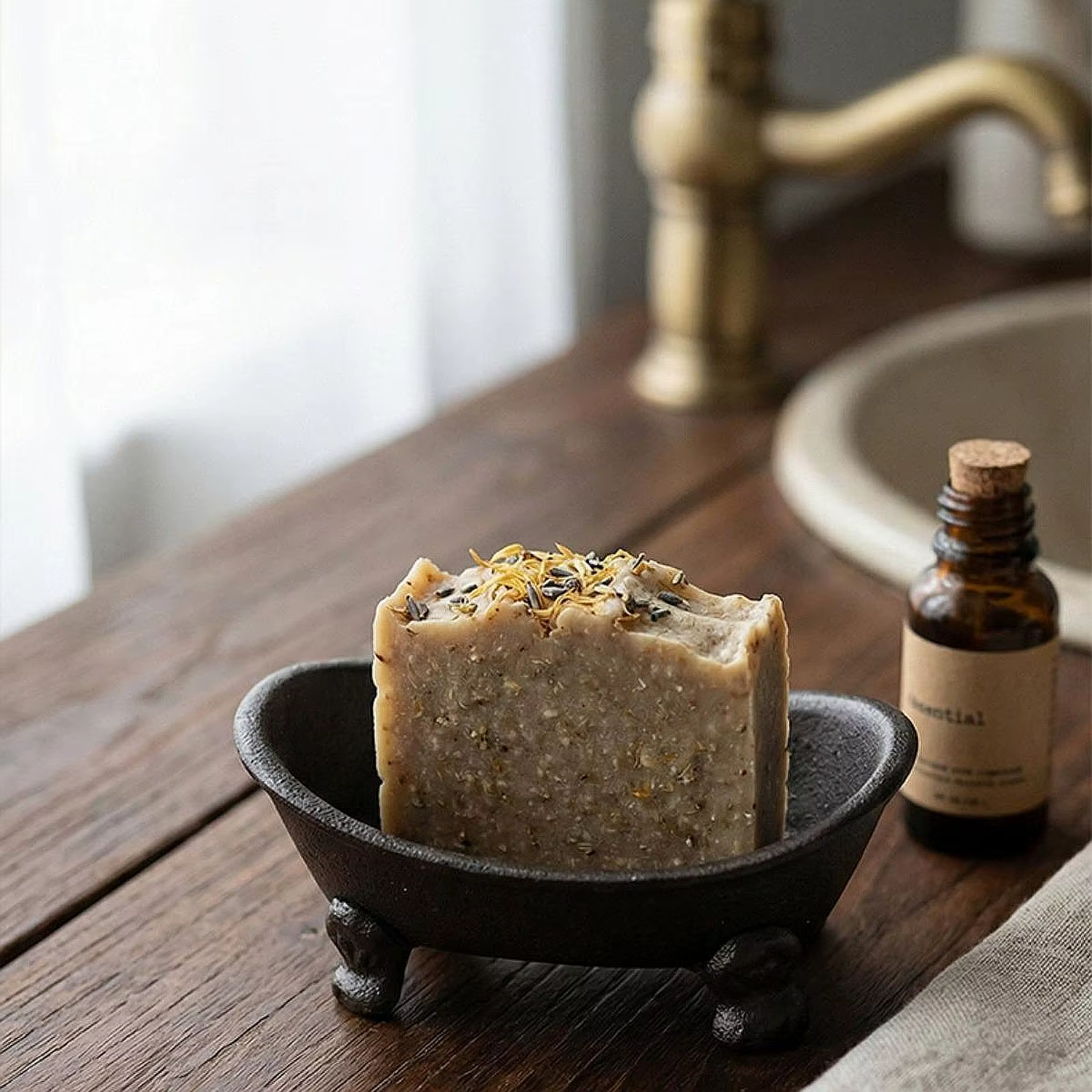 Jabonera hierro fundido para baño – Porta esponjas retro cocina y jardín - imagen 3