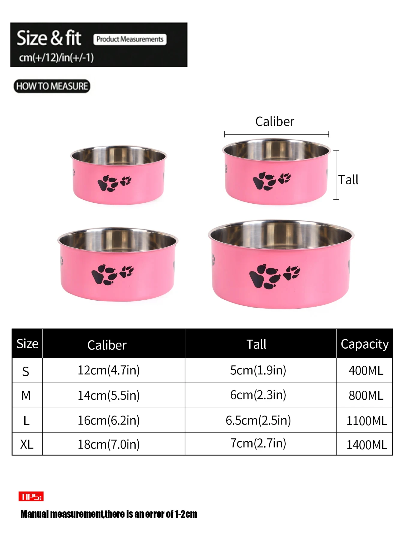 Tazón para perros de acero inoxidable con huella de dibujos - imagen 5