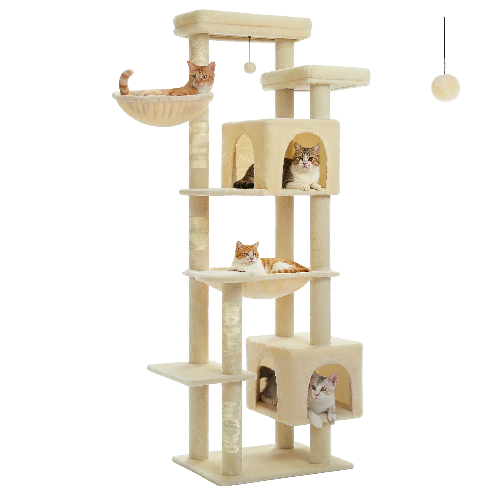 Árbol rascador grande para gatos – Torre con hamaca y casita - imagen 5