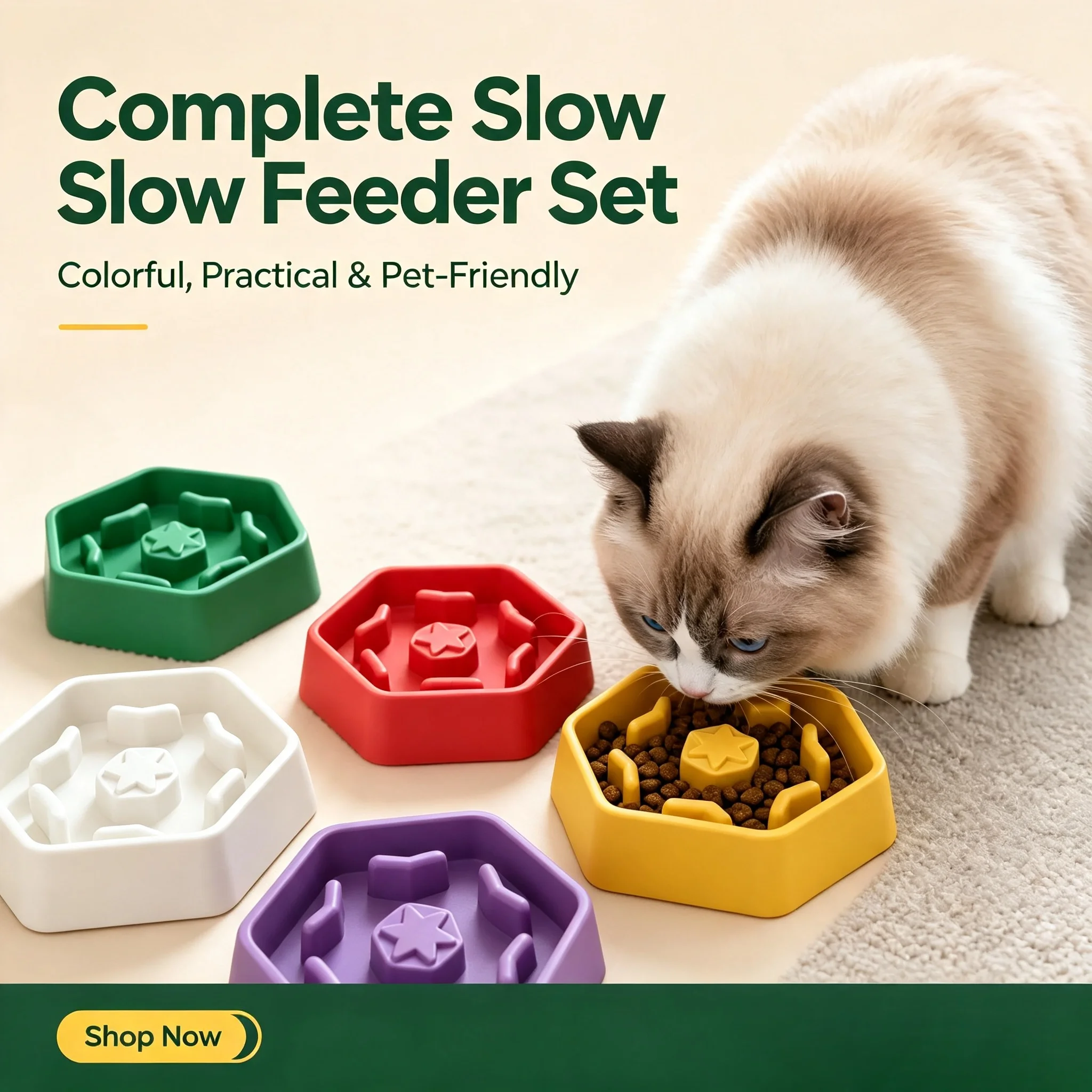 Comedero antivoracidad antideslizante para gatos y cachorros - imagen 4