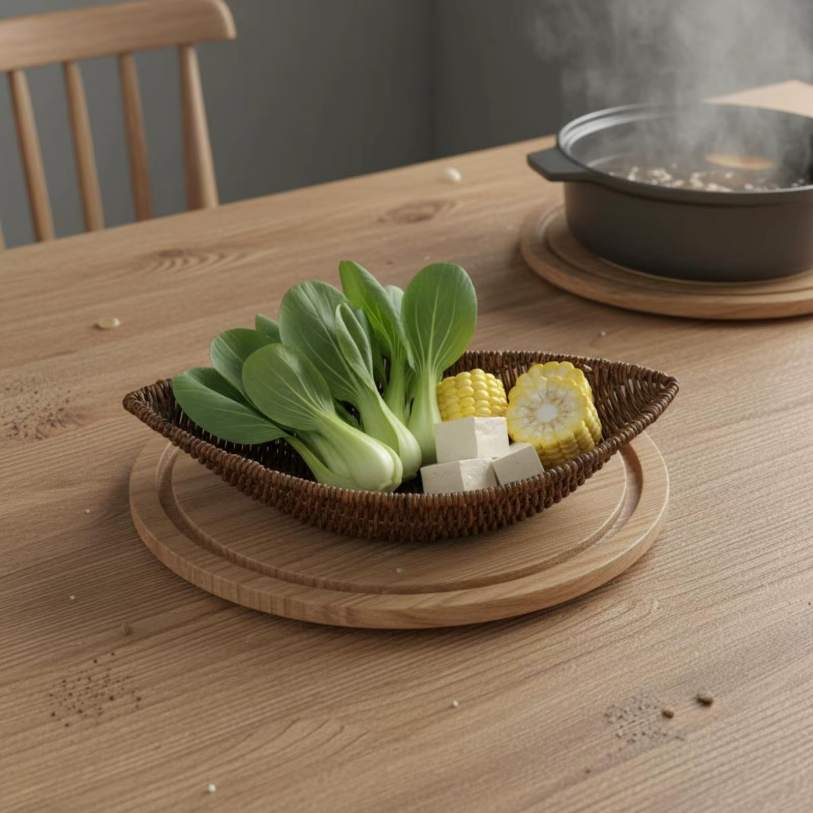Cesta de mimbre para snacks de perros y gatos, bandeja rústica - imagen 4