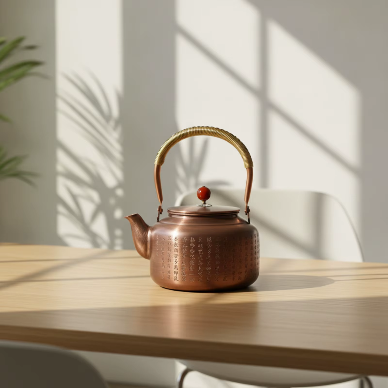 Tetera de cobre compacta con mango envuelto: clásica y resistente - imagen 3