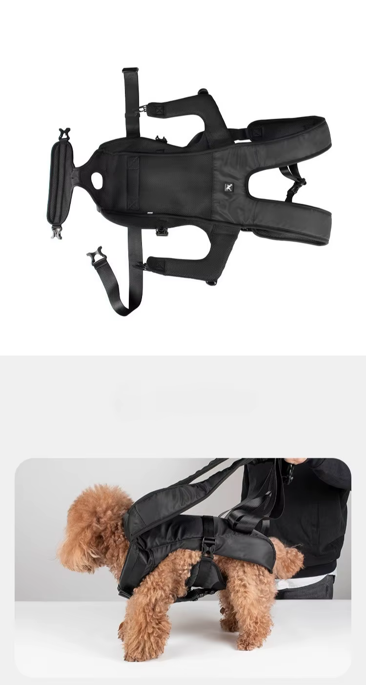 Vista de la mochila para perros al frente