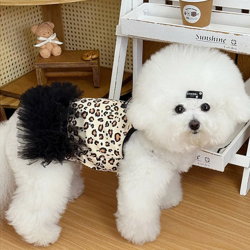Ropa de verano para perros estampado leopardo, vestido tutú sling - imagen 4