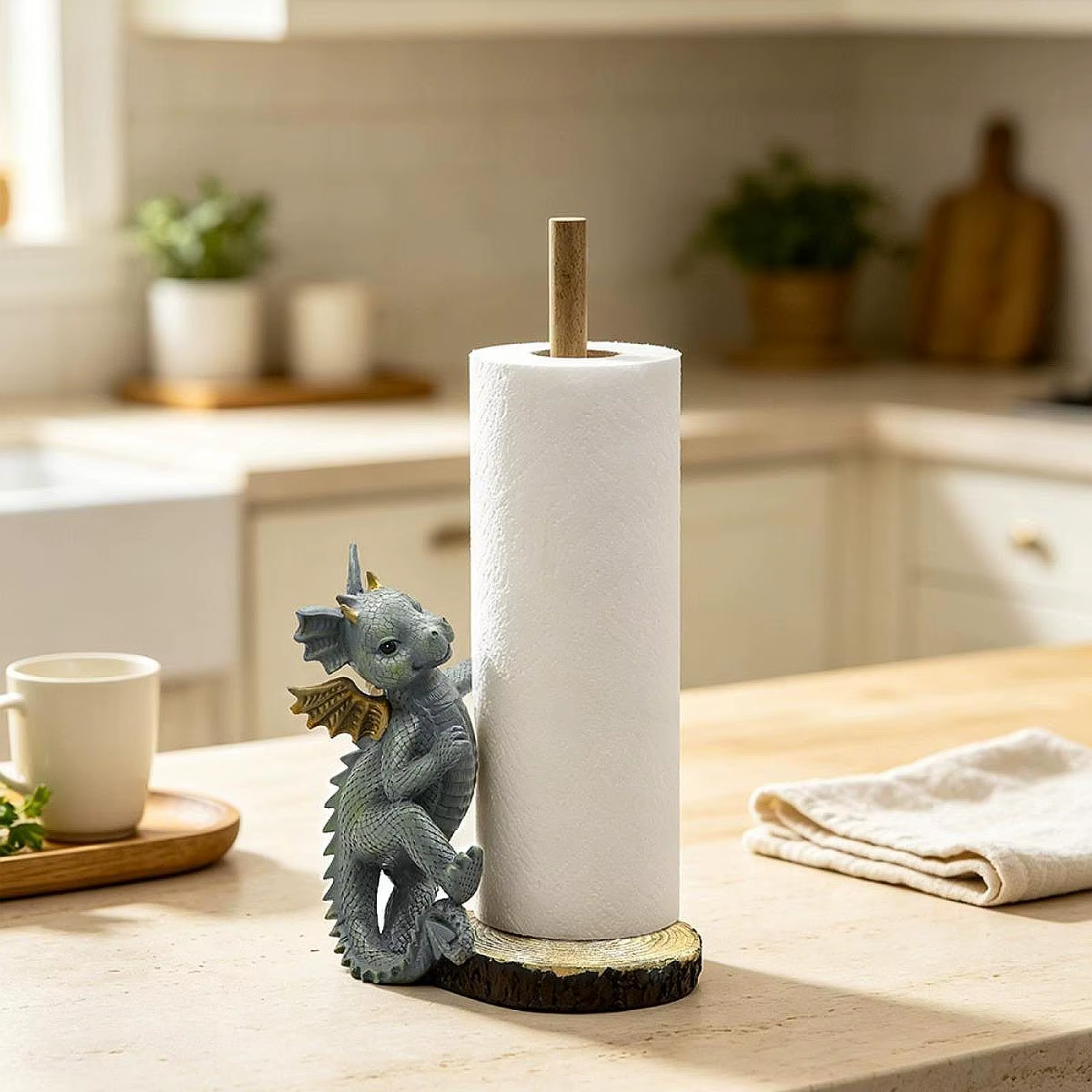 Portarrollos decorativo con dinosaurio para baño y cocina