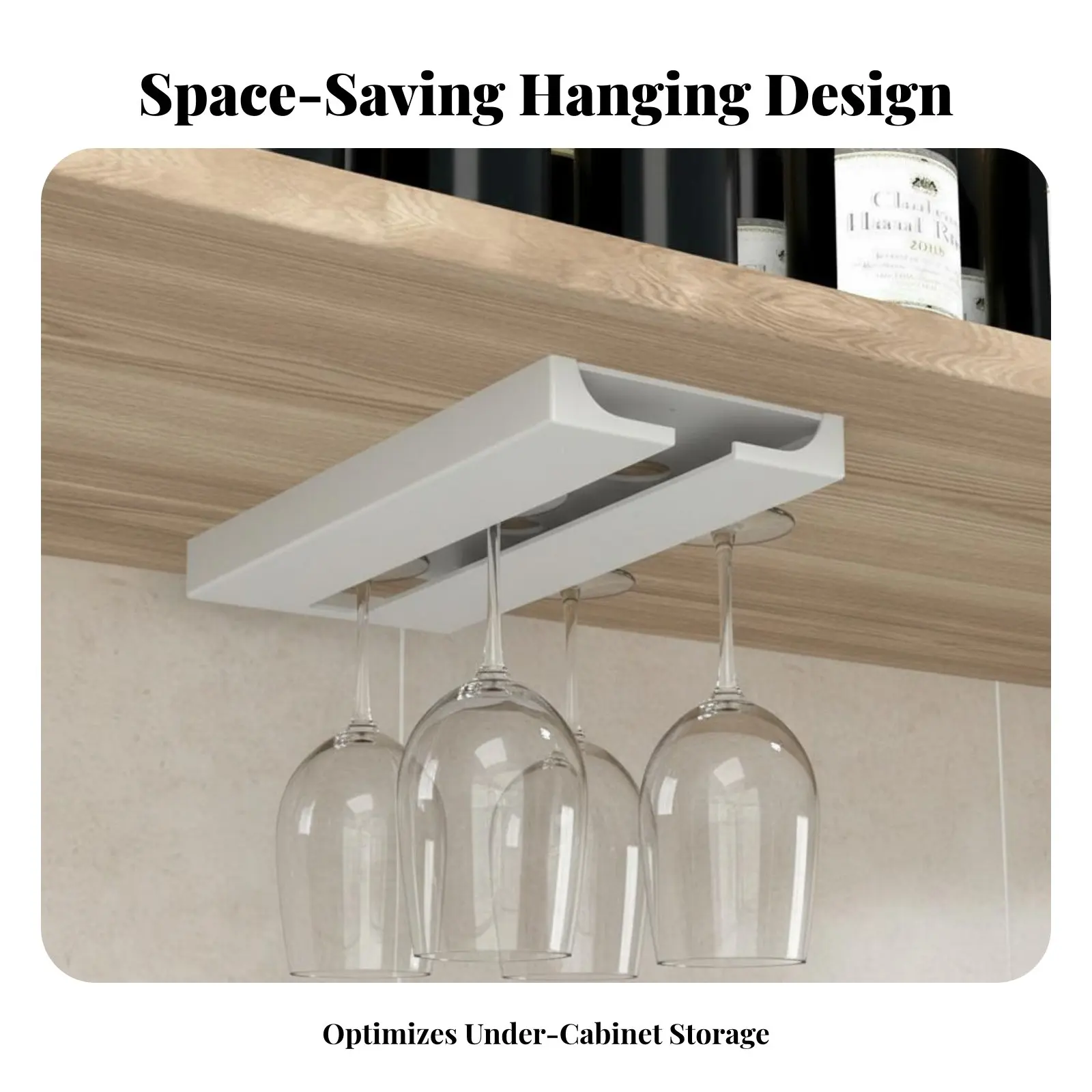 Soporte colgante para copas bajo mueble, esquinas redondeadas - imagen 2