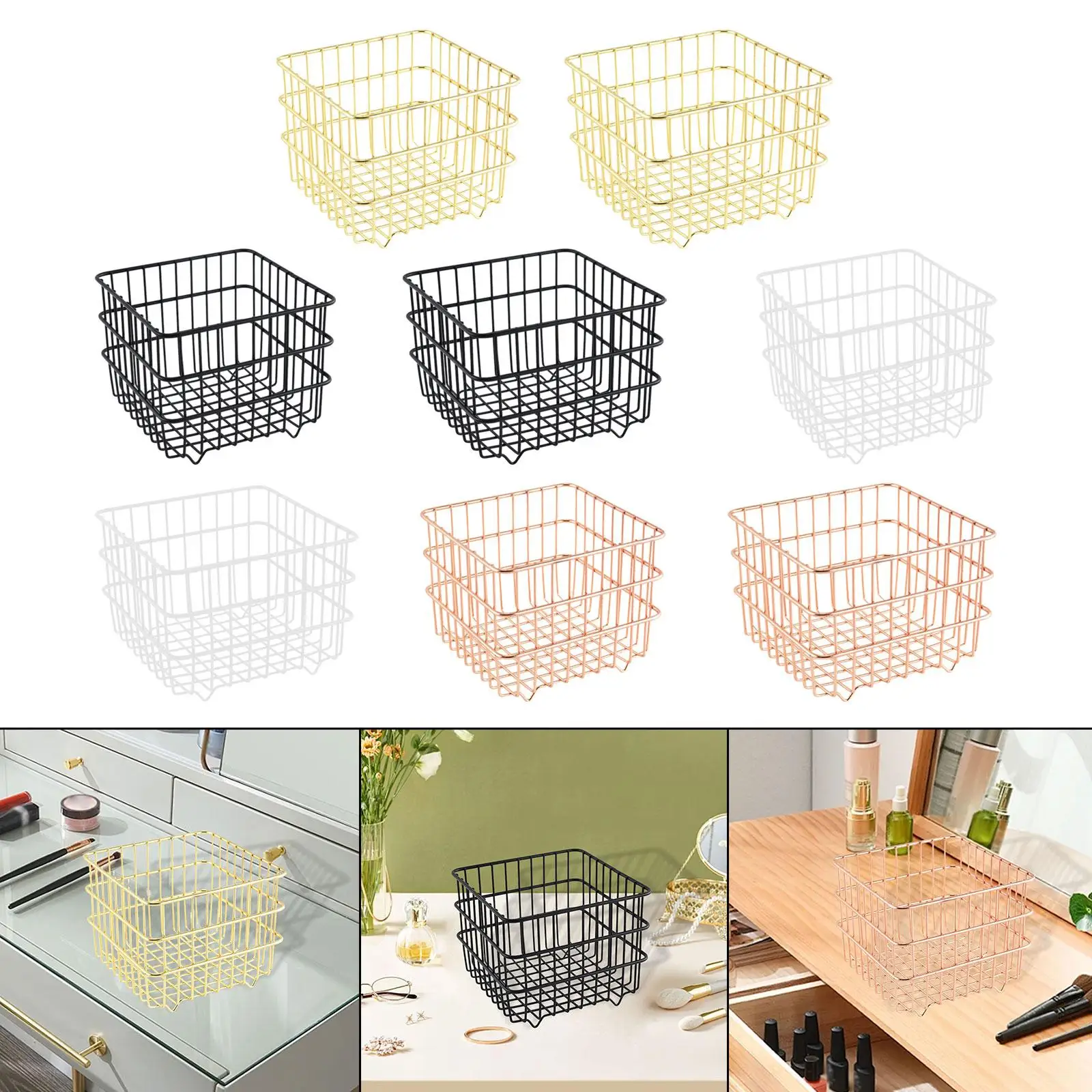 Cesta Organizada de Alambre Dorada para Baño, Despensa y Dormitorio - imagen 4