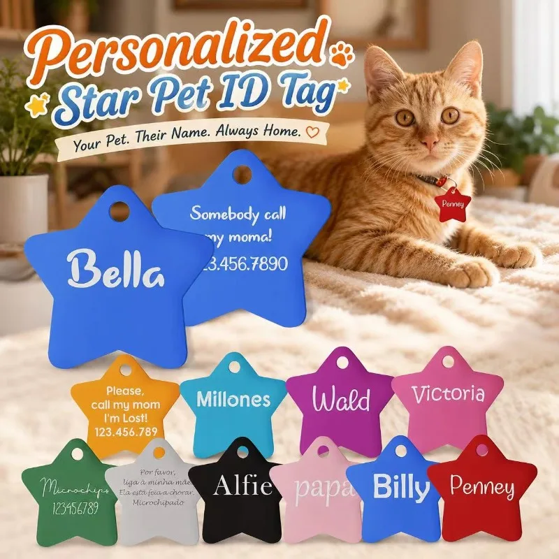 Placa identificativa personalizada para perro en aluminio – Estrella - imagen 5