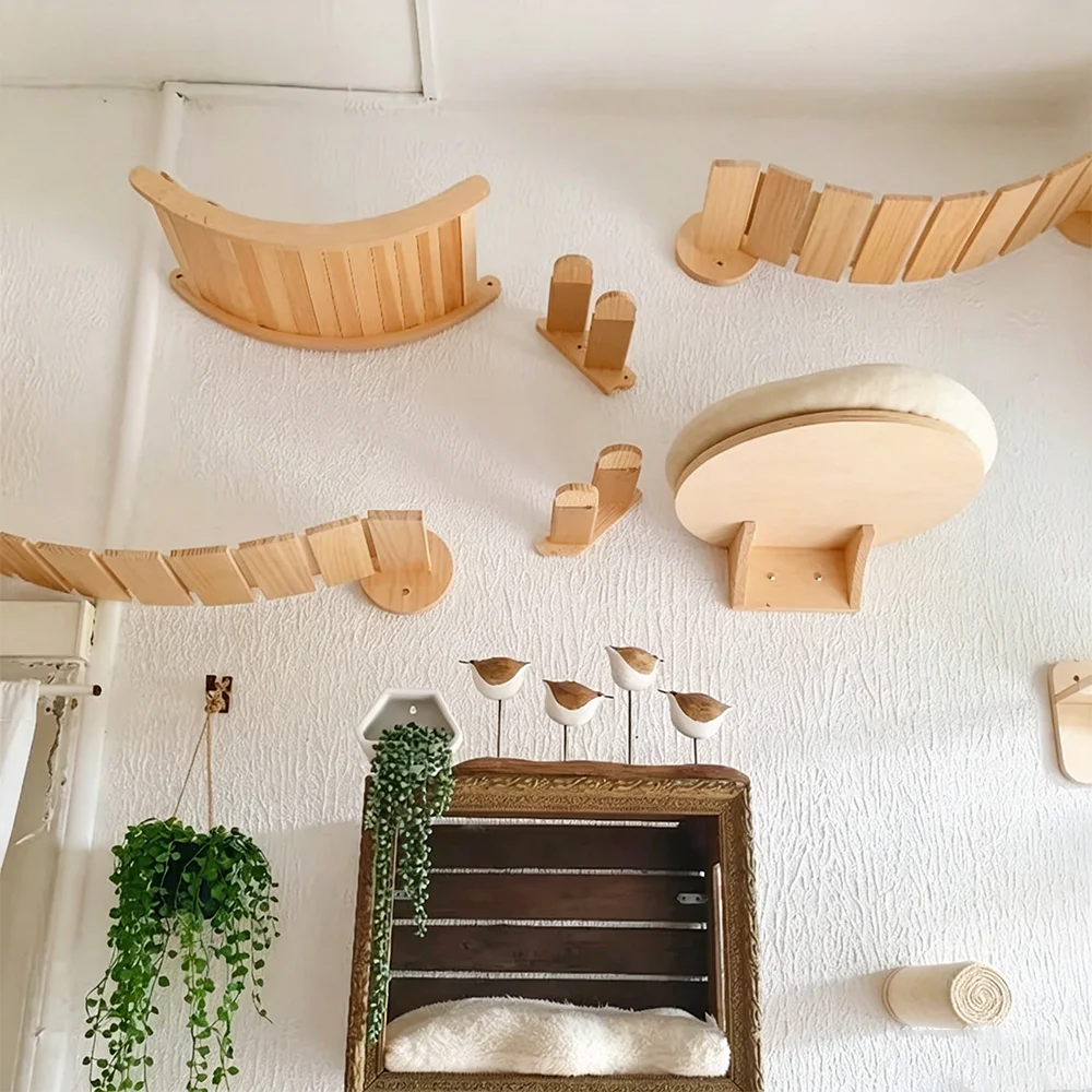 Parque trepador de pared para gatos: rascador con hamaca y casa - imagen 3