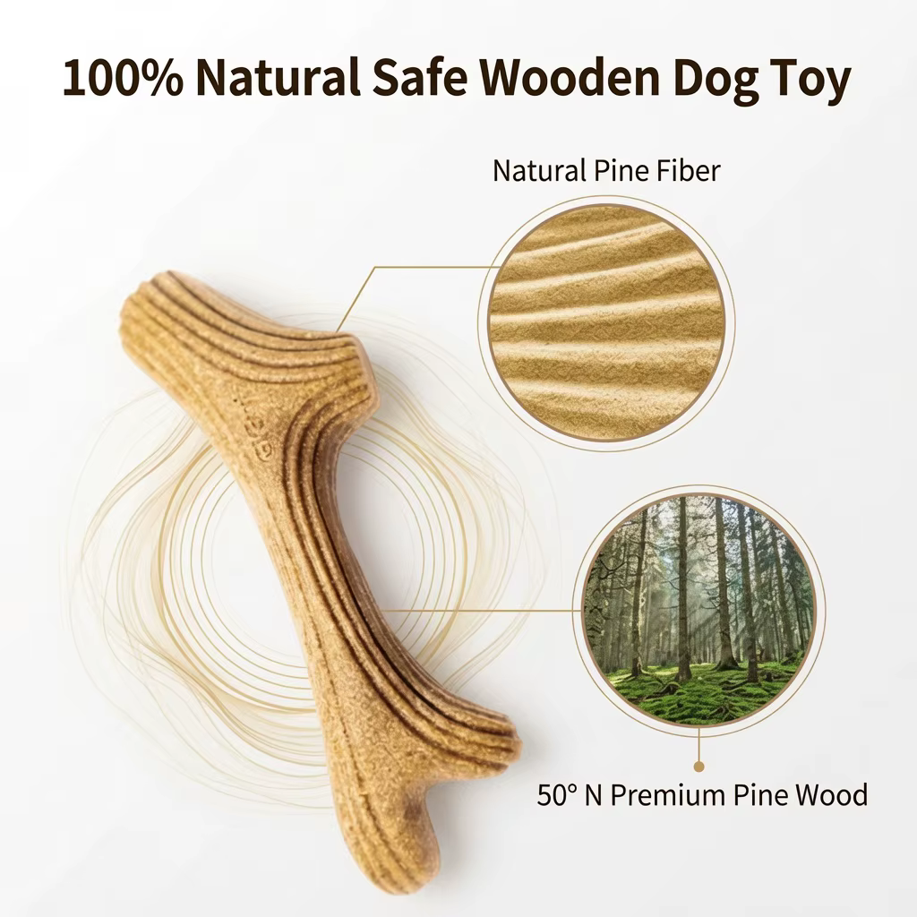 Juguete para la dentición de perros masticable resistente de madera - imagen 2
