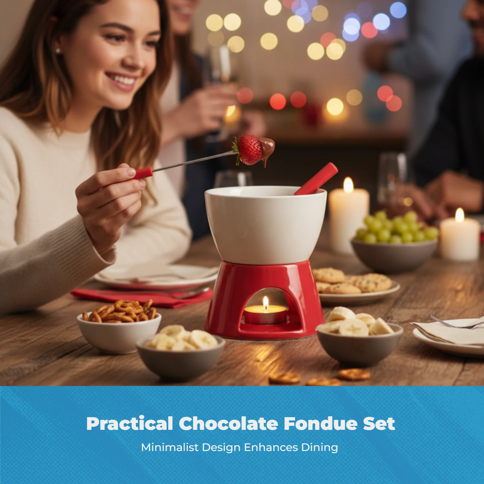 Fondue de chocolate para gato y perro: cerámica con vela, fácil limpieza - imagen 4