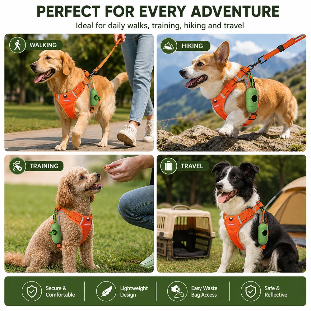 Arnés reflectante para perro pequeño/mediano con dispensador de bolsas - imagen 2