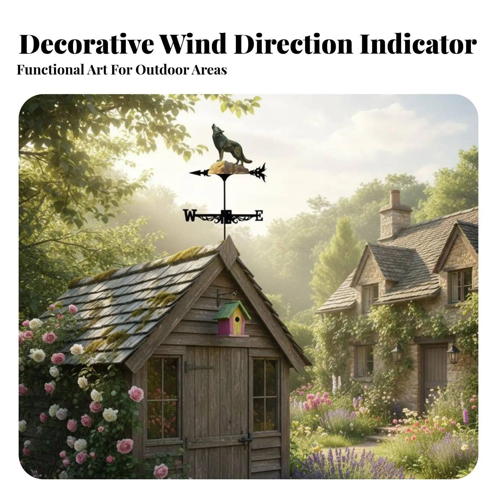 Indicador de Viento en Forma de Lobo para Jardín – Metálico Antioxidante - imagen 3