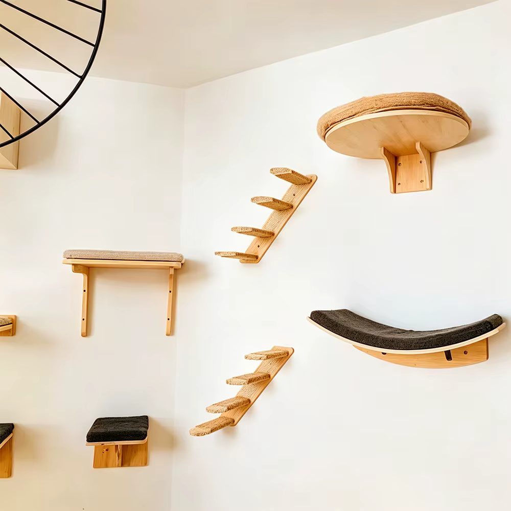 Poste rascador de sisal con hamaca y plataforma escalonada para gatos - imagen 5