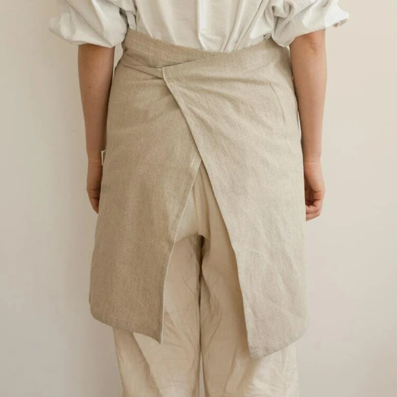 Delantal japonés mujer lino algodón antimanchas con bolsillos - imagen 5