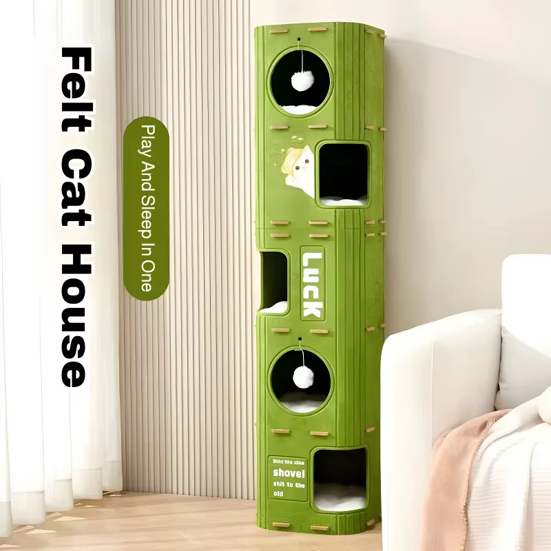Torre multinivel para gatos con rascador y cueva - imagen 3